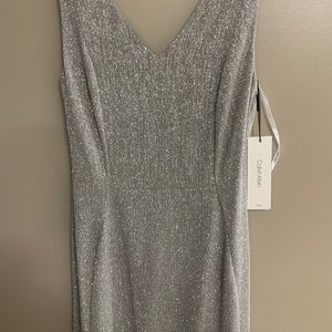 Calvin Klein Silver Sparkle Mini Dress